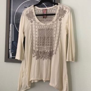 Johnny Was JWLA cream embroidered tunic M